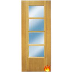 Vision 4-Light Flush Internal Oak Fire Door with Walnut Inlay (pre-finished)